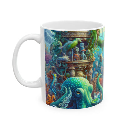 "Fiesta submarina" - Taza de cerámica alienígena de 11 oz