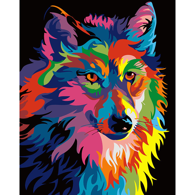 Imagen por lienzo con números Diy, pintura de lobo de colores por números con pinturas acrílicas, nuevo envío directo