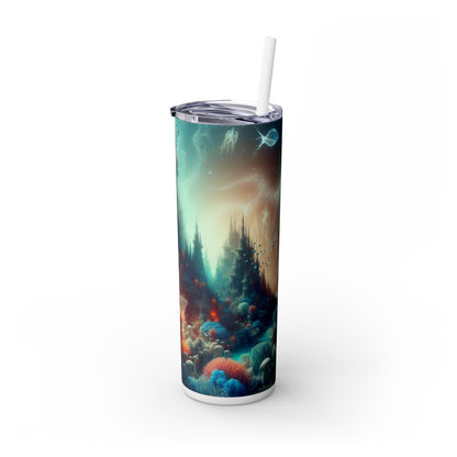 "Paisaje onírico de las profundidades marinas": vaso estrecho con pajita de 20 oz de Alien Maars®