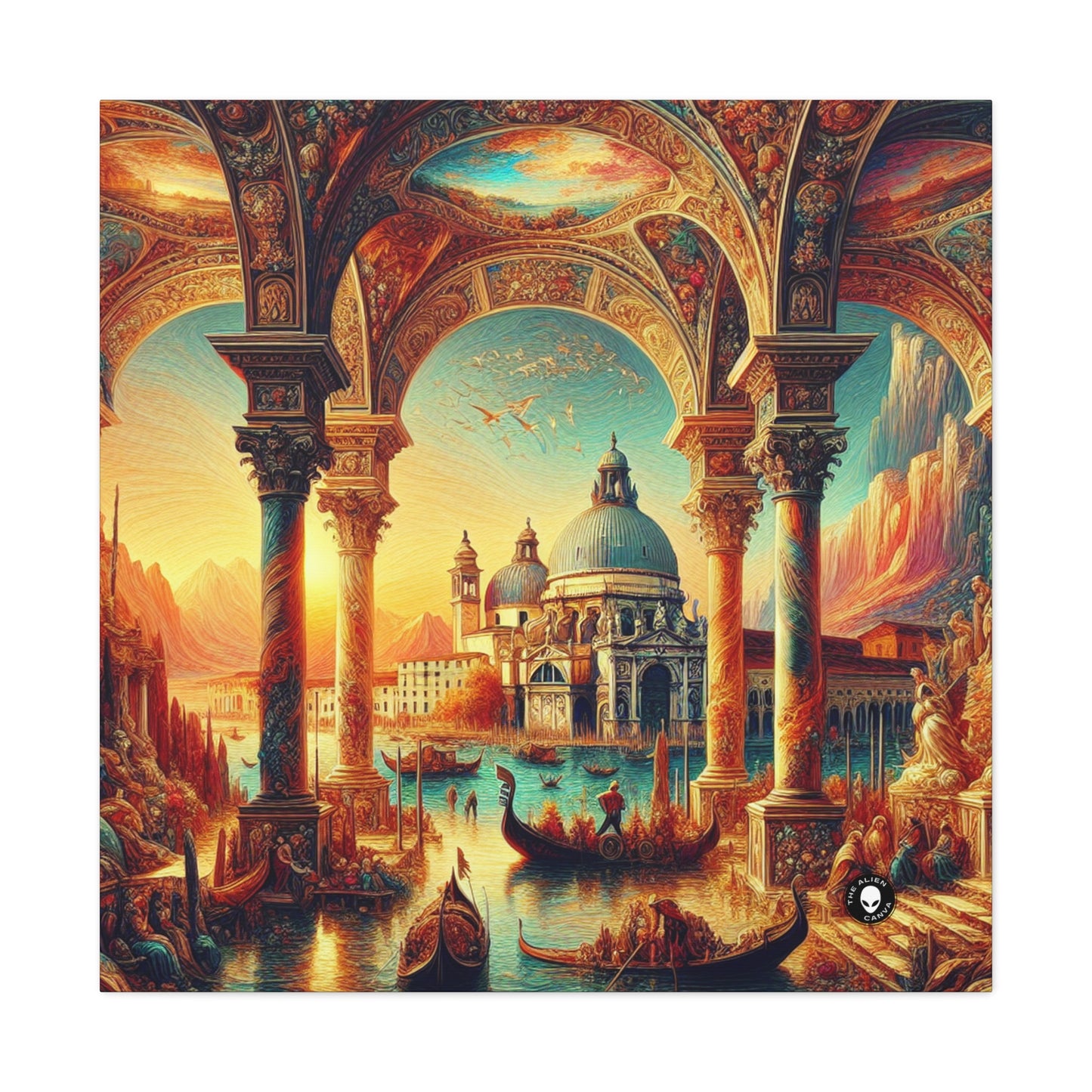 Sueños venecianos: un giro fantástico en los famosos canales - The Alien Canva Venetian School