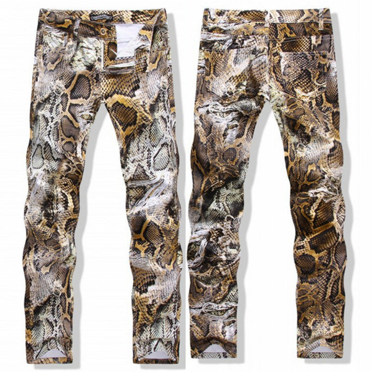 SNAKESKIN PRINTED SKINNY JEANS