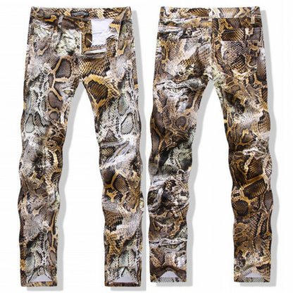 SNAKESKIN PRINTED SKINNY JEANS