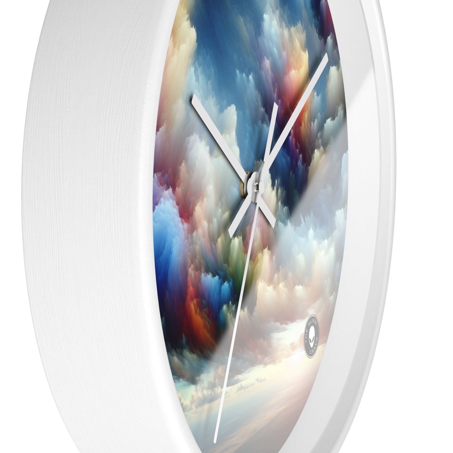 "Rainbow Cloudscape: A Surreal Watercolor Dream" - The Alien Wall Clock