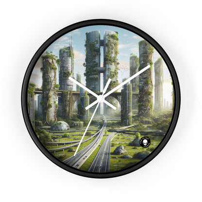 "Nature's Reclamation: A Futuristic Cityscape" - The Alien Wall Clock