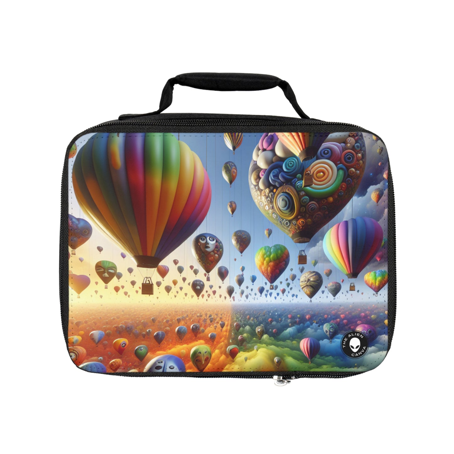 "Horizonte emocional: un paisaje surrealista con globos" - The Alien Lunch Bag