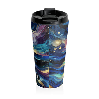 "Midnight Majesty: Abstract Ocean Reflections" - The Alien Stainless Steel Travel Mug