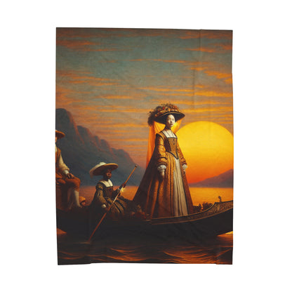 "Golden Twilight in the Italian Gondola" - The Alien Velveteen Plush Blanket Renaissance Art Style
