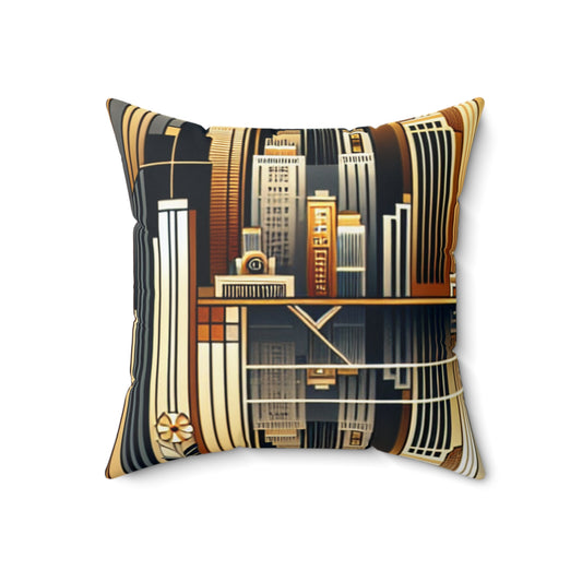 "Luxe Deco: Artistic Elegance at The Grand Hotel"- The Alien Spun Polyester Square Pillow Art Deco