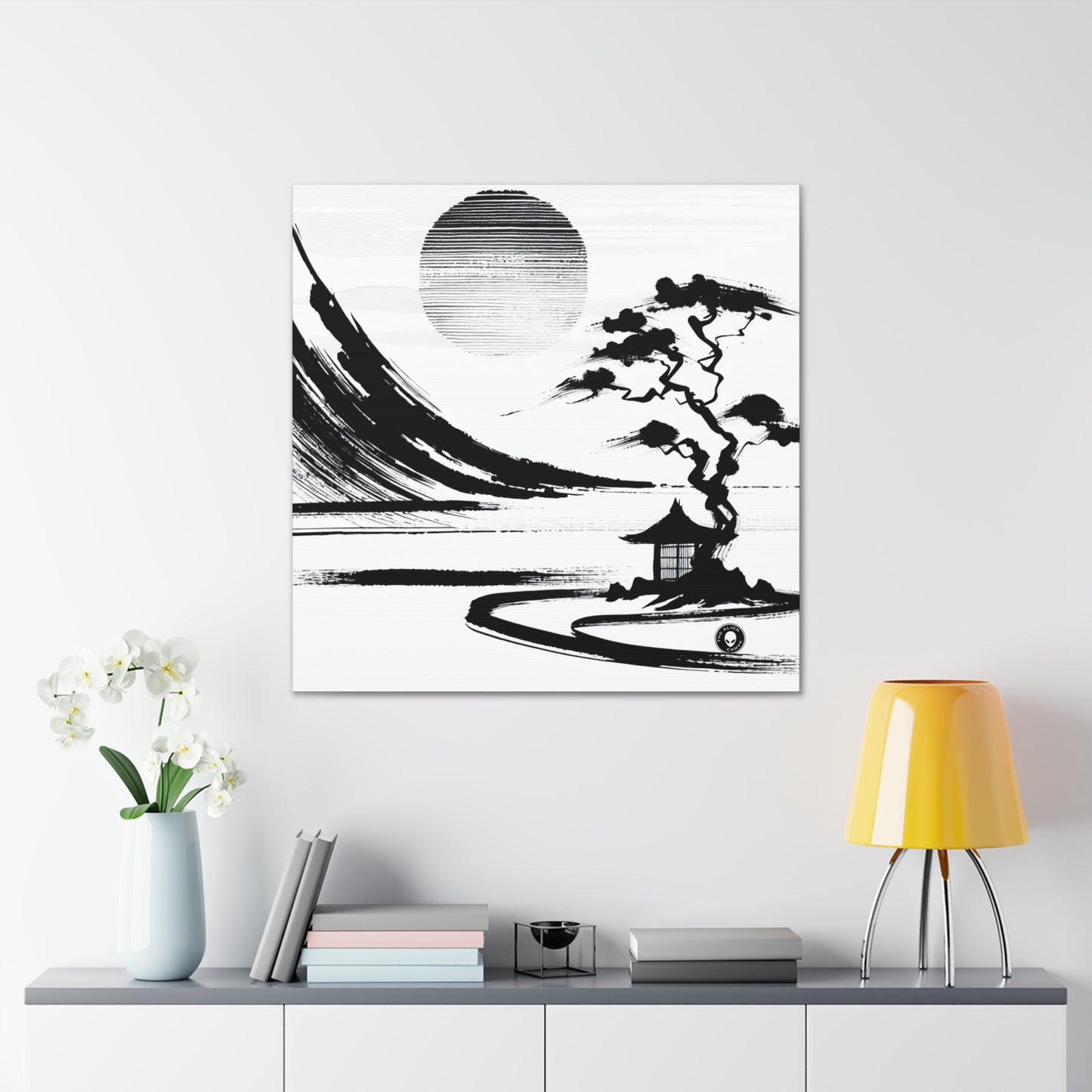 "Harmony of Wind and Water: A Zen Ink Painting" - The Alien Canva Zen Ink Painting