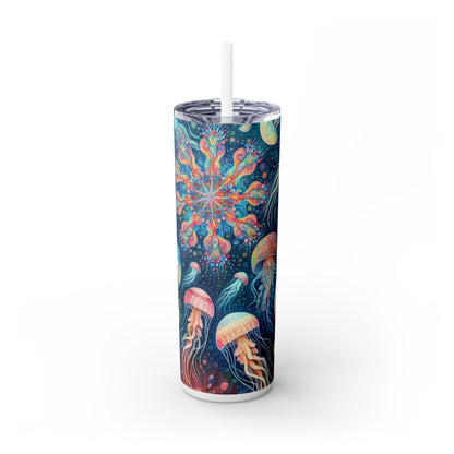 "Luminous Dance of the Deep" - The Alien Maars® Skinny Tumbler with Straw 20oz