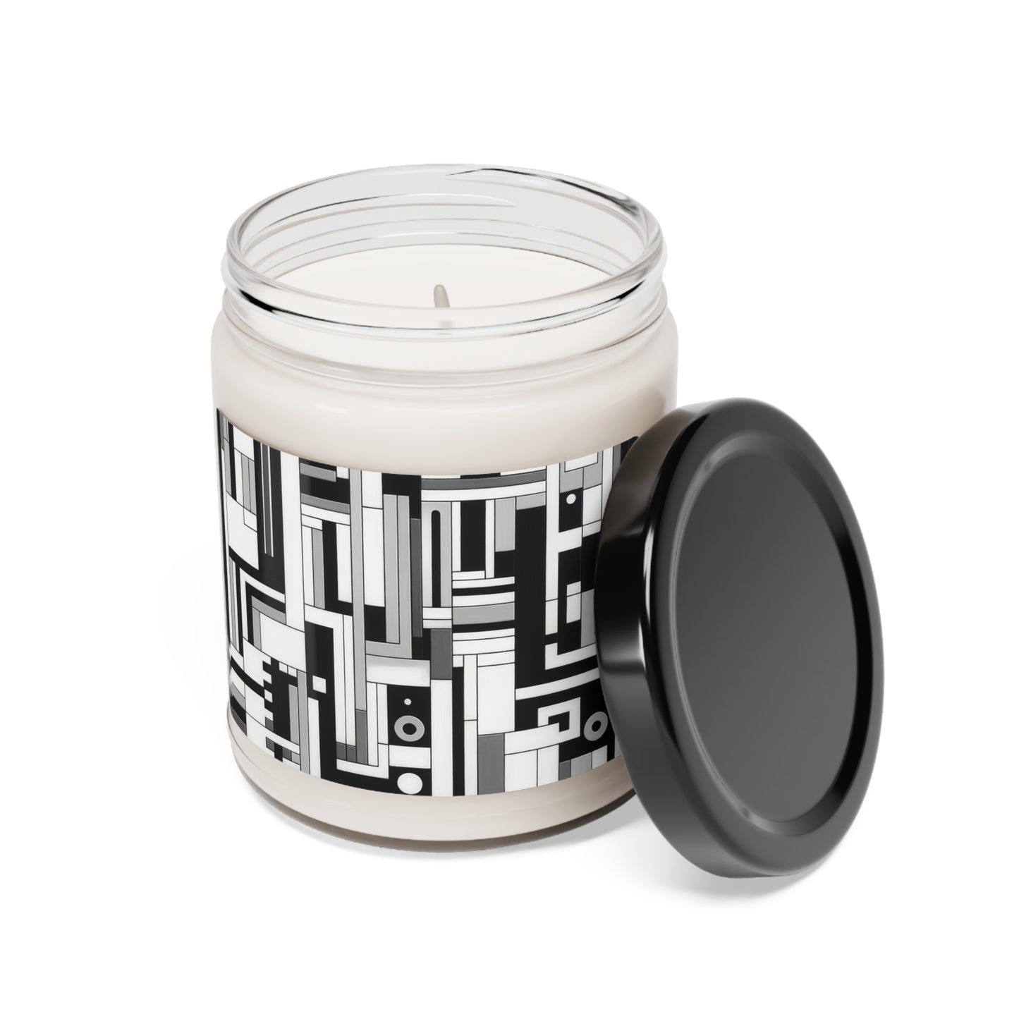 "De Stijl en blanco y negro" - Vela de soja con aroma a alienígena, 9 oz, estilo De Stijl