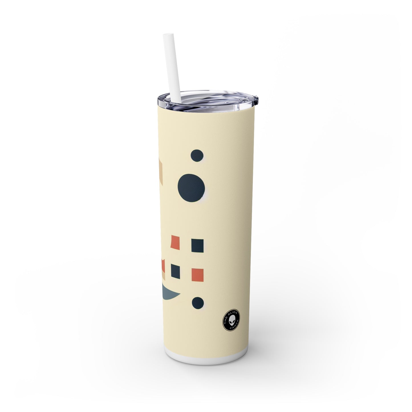 "Monochrome Shapes" - The Alien Maars® Skinny Tumbler with Straw 20oz Minimalism