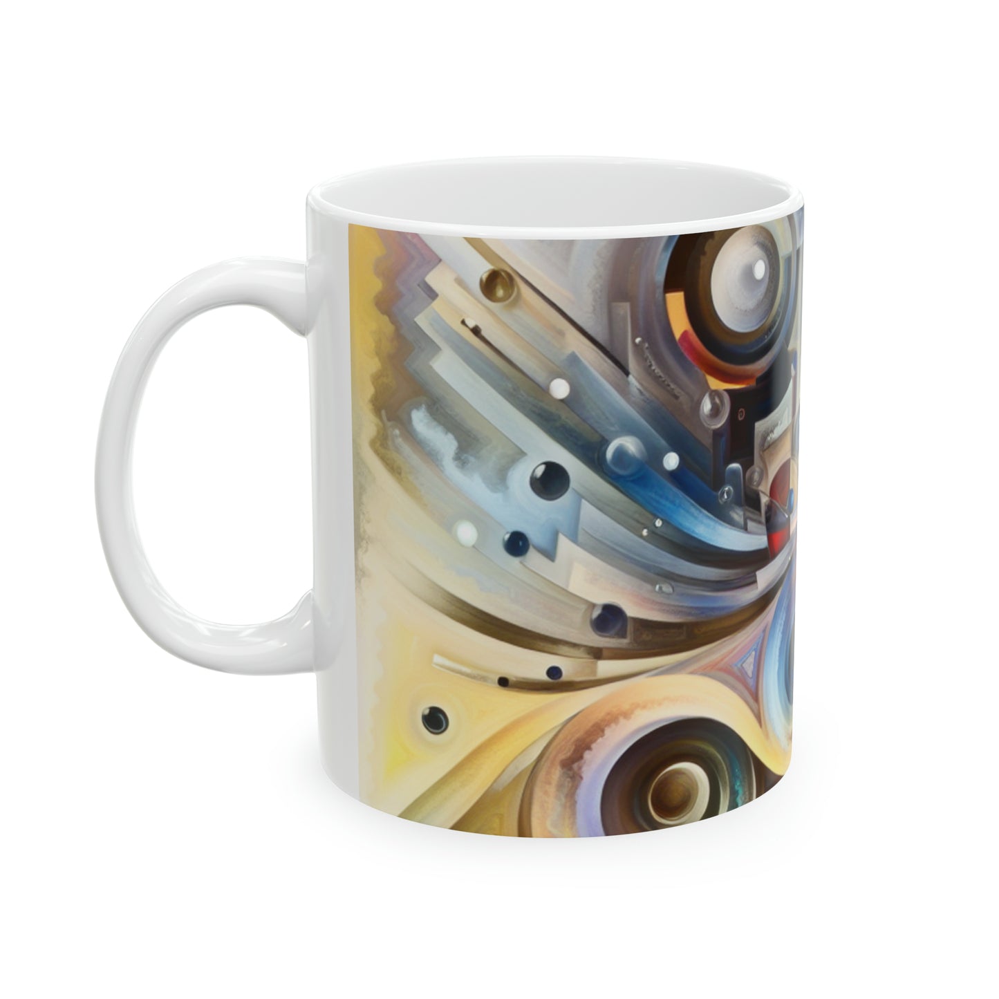 "La sinfonía mecánica de la naturaleza" - La taza de cerámica alienígena Surrealismo abstracto de 11 oz