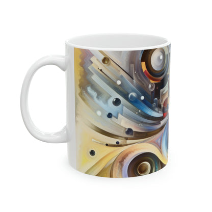 "La sinfonía mecánica de la naturaleza" - La taza de cerámica alienígena Surrealismo abstracto de 11 oz