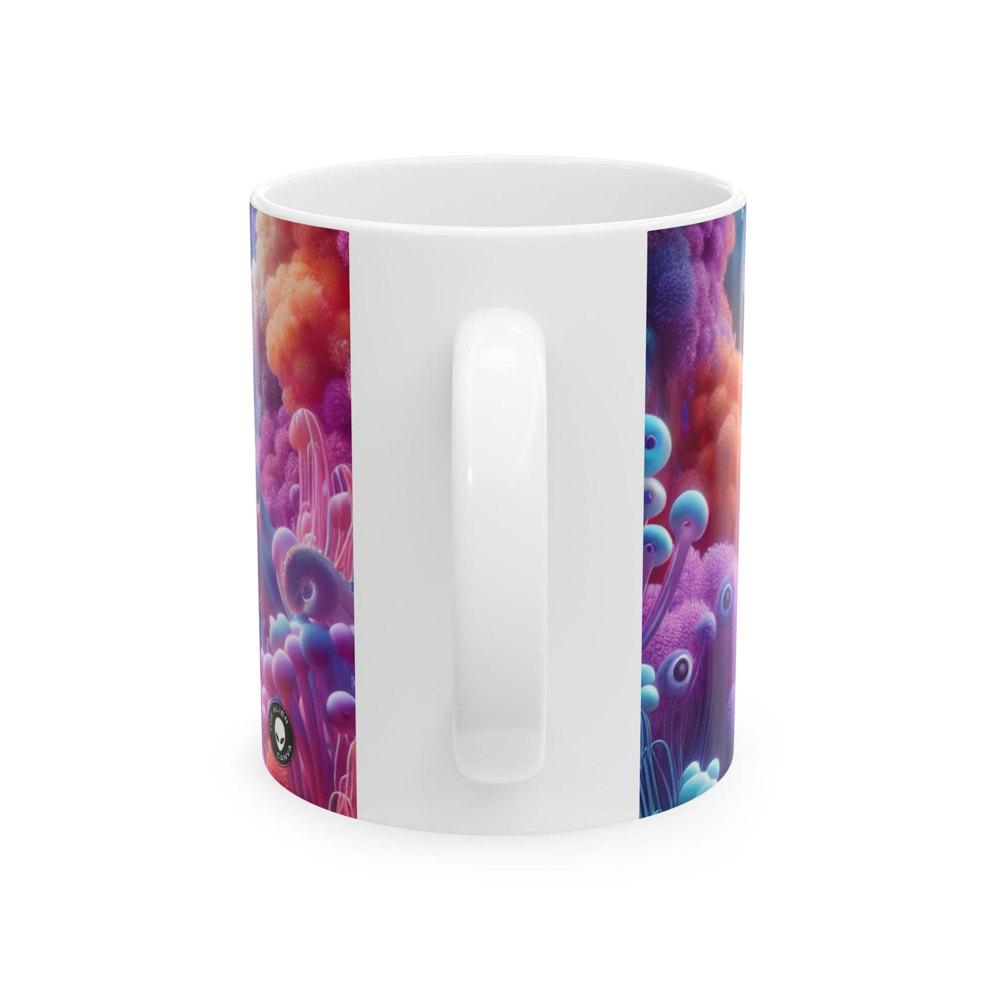 Enchanting Underwater Realm: Glowing Jellyfish and Curious Octopus - The Alien Ceramic Mug 11oz