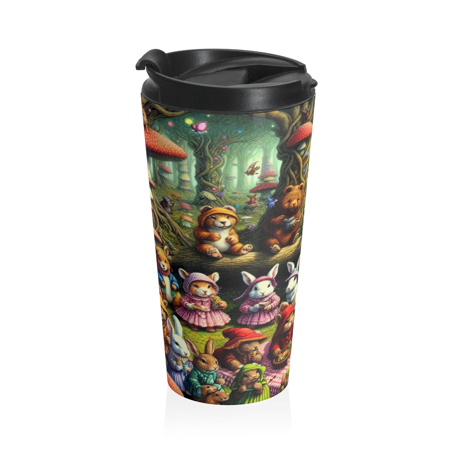 "Fantastical Forest Picnic: Animal Fashion Show" - The Alien Stainless Steel Travel Mug