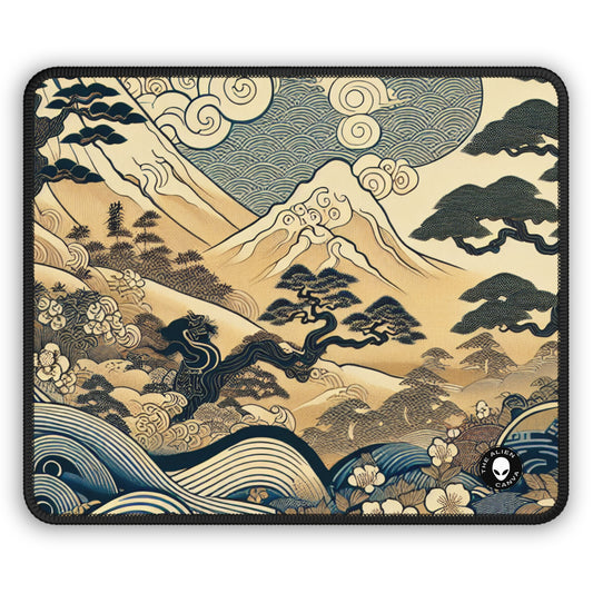 "Les rêves festifs d'Edo" - Le tapis de souris de jeu Alien Ukiyo-e (impression sur bois japonaise)