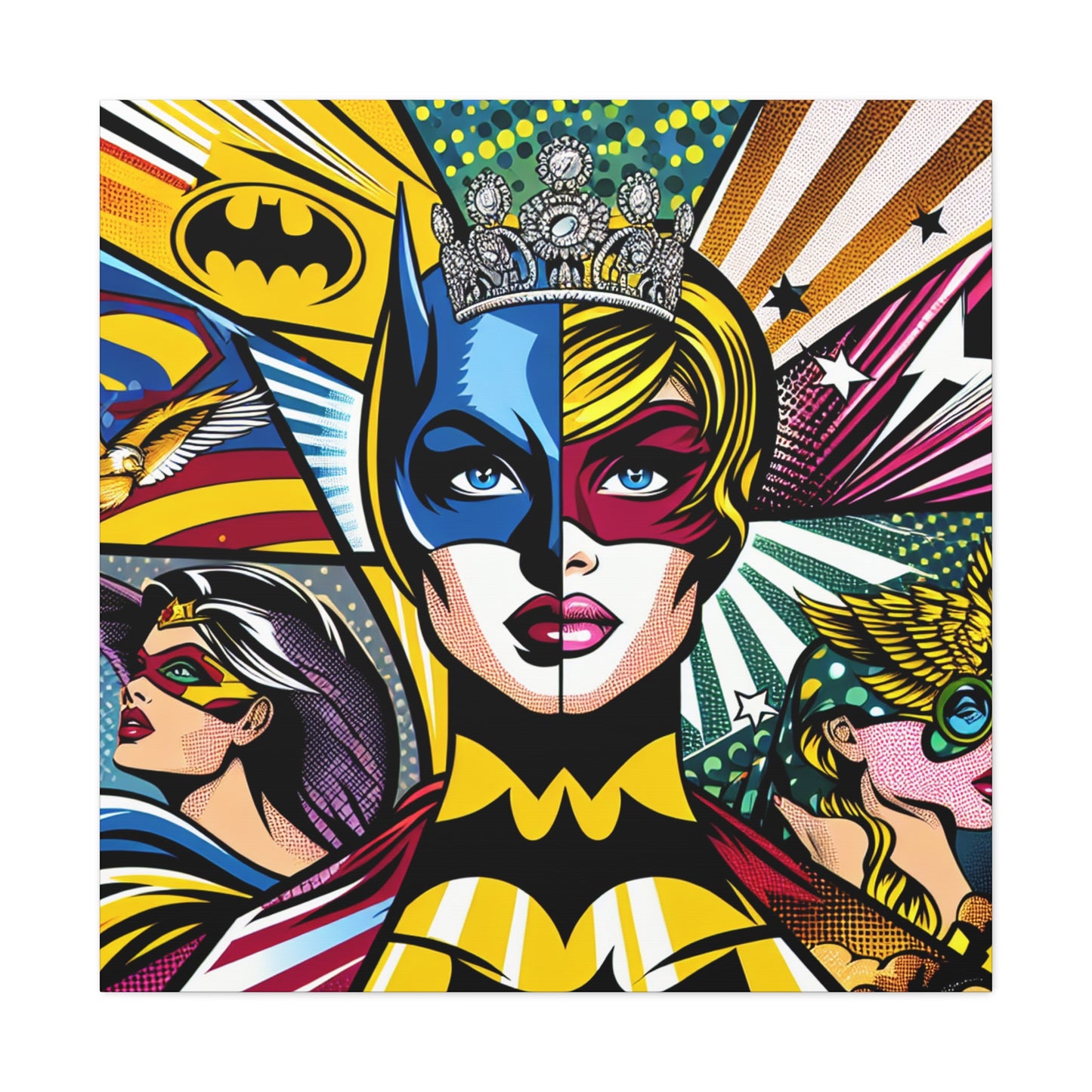 "Héroes del arte pop: una mezcla de iconos" - El estilo alienígena del arte pop de Canva
