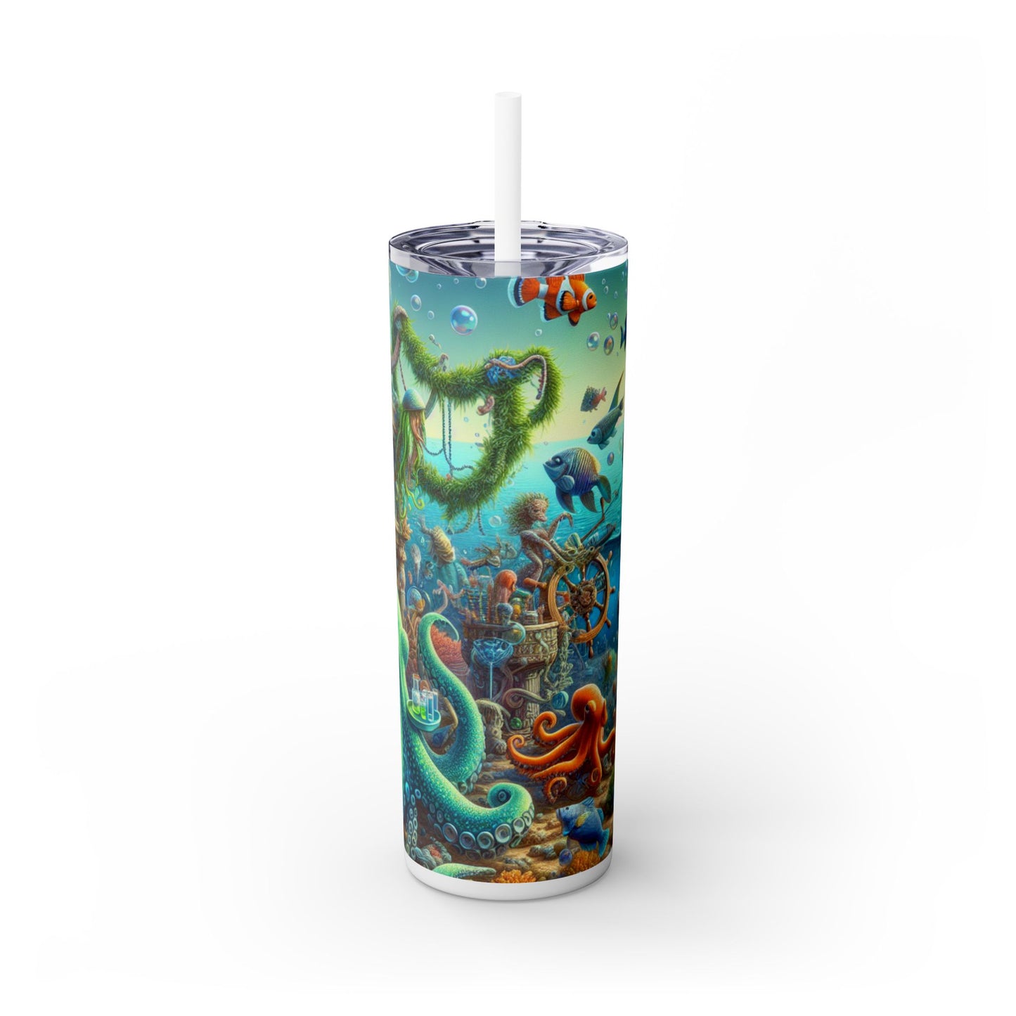 "Underwater Fiesta" - The Alien Maars® Skinny Tumbler with Straw 20oz