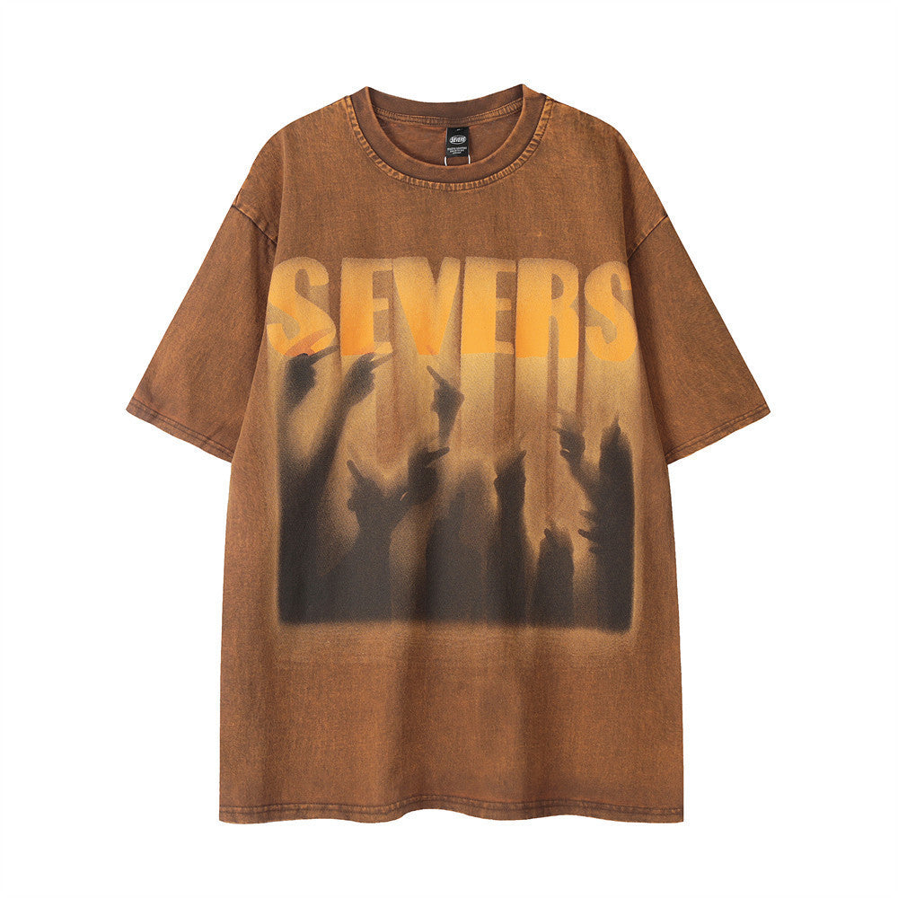 Letter Printed Distressed T-shirt For Men