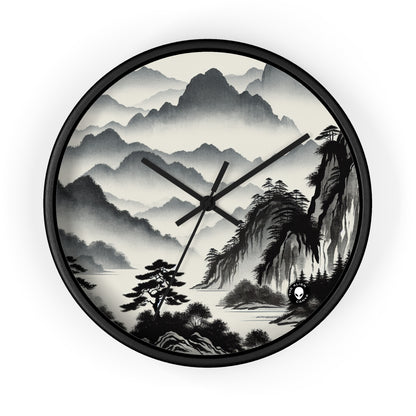 "Harmonious Ink: Capturing the Tranquility of a Zen Garden" - The Alien Wall Clock Ink Wash Painting