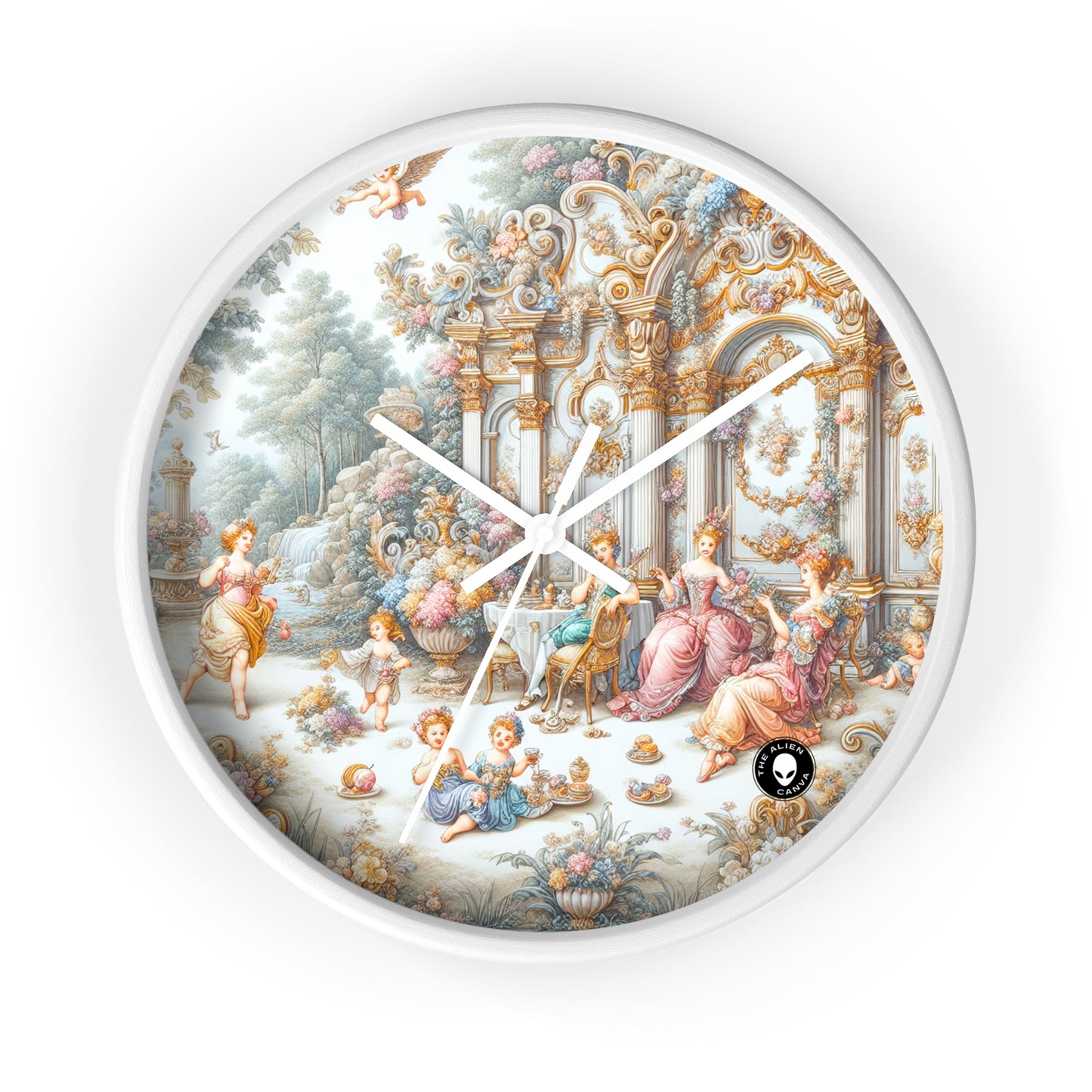 "A Garden of Rococo Delights: A Whimsical Extravaganza" - The Alien Wall Clock Rococo