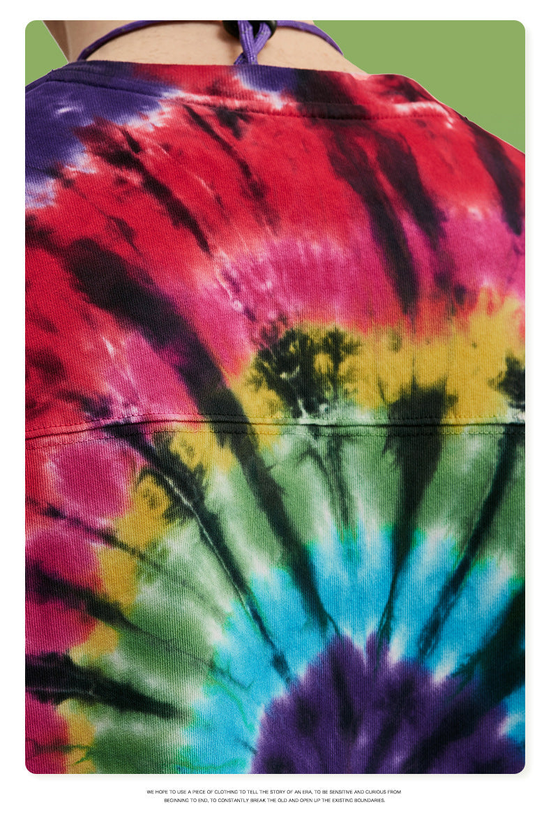 Manches courtes amples Rainbow Spiral Tie-Dye pour hommes