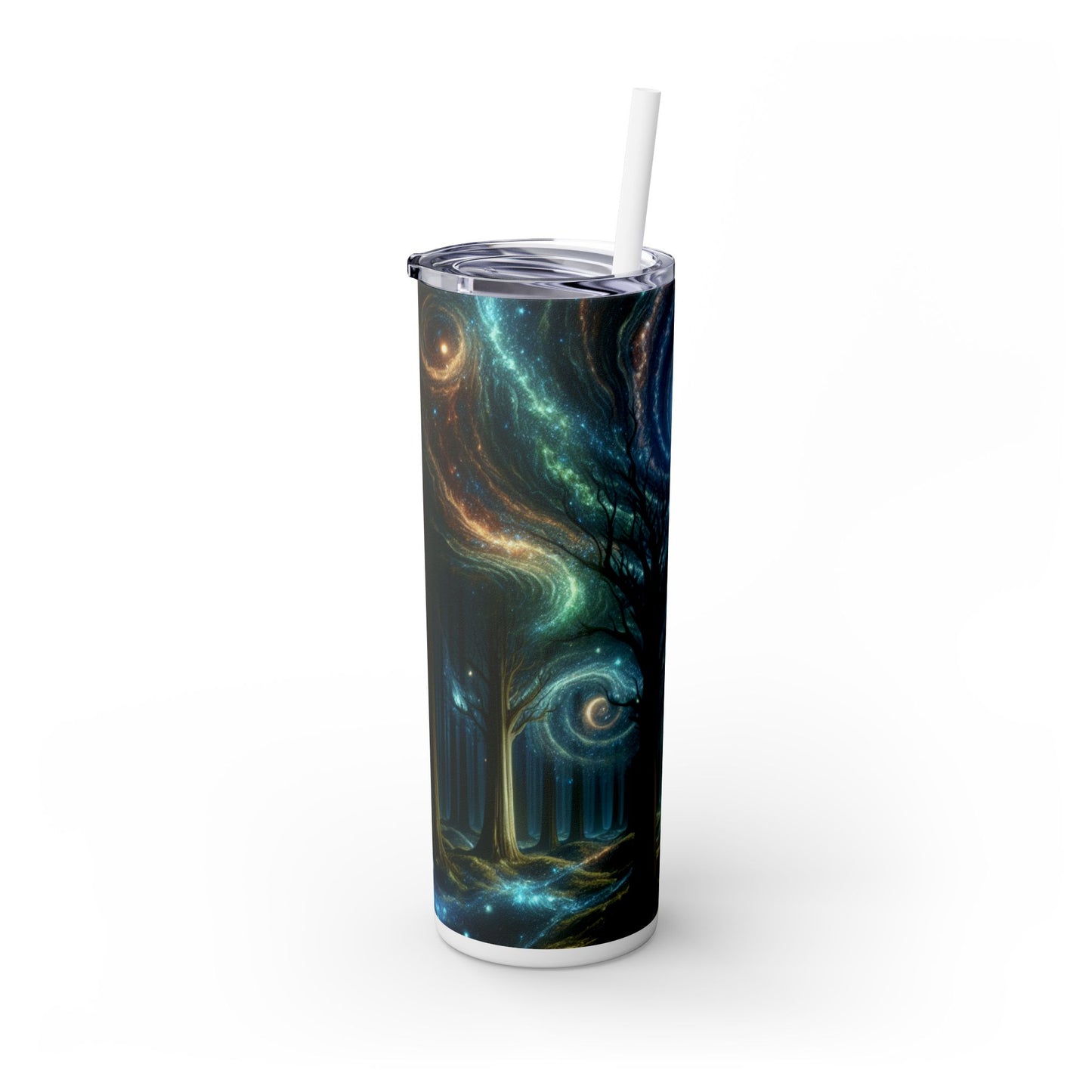 "Galactic Woods: A Celestial Dreamscape" - Vaso delgado con pajita de Alien Maars® de 20 oz