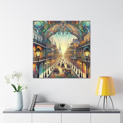 "Vivid Splendor: A Picture of New Orleans's French Quarter" - The Alien Canva Art Nouveau Style