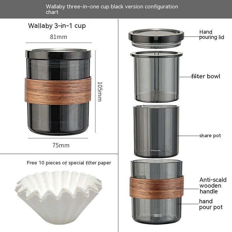 Three-in-one Hand Made Coffee Maker Suit Portable Filter Cup