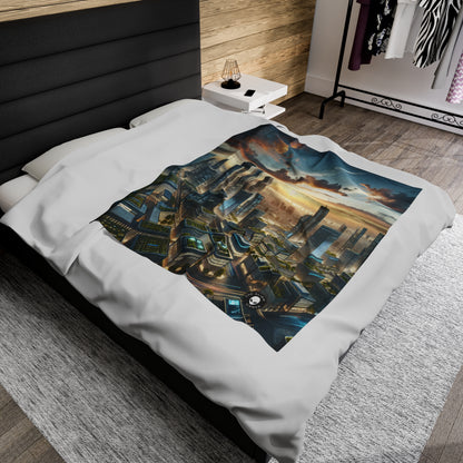 "Future Metropolis: A Neo-Futuristic Urban Utopia" - The Alien Velveteen Plush Blanket Neo-futurism