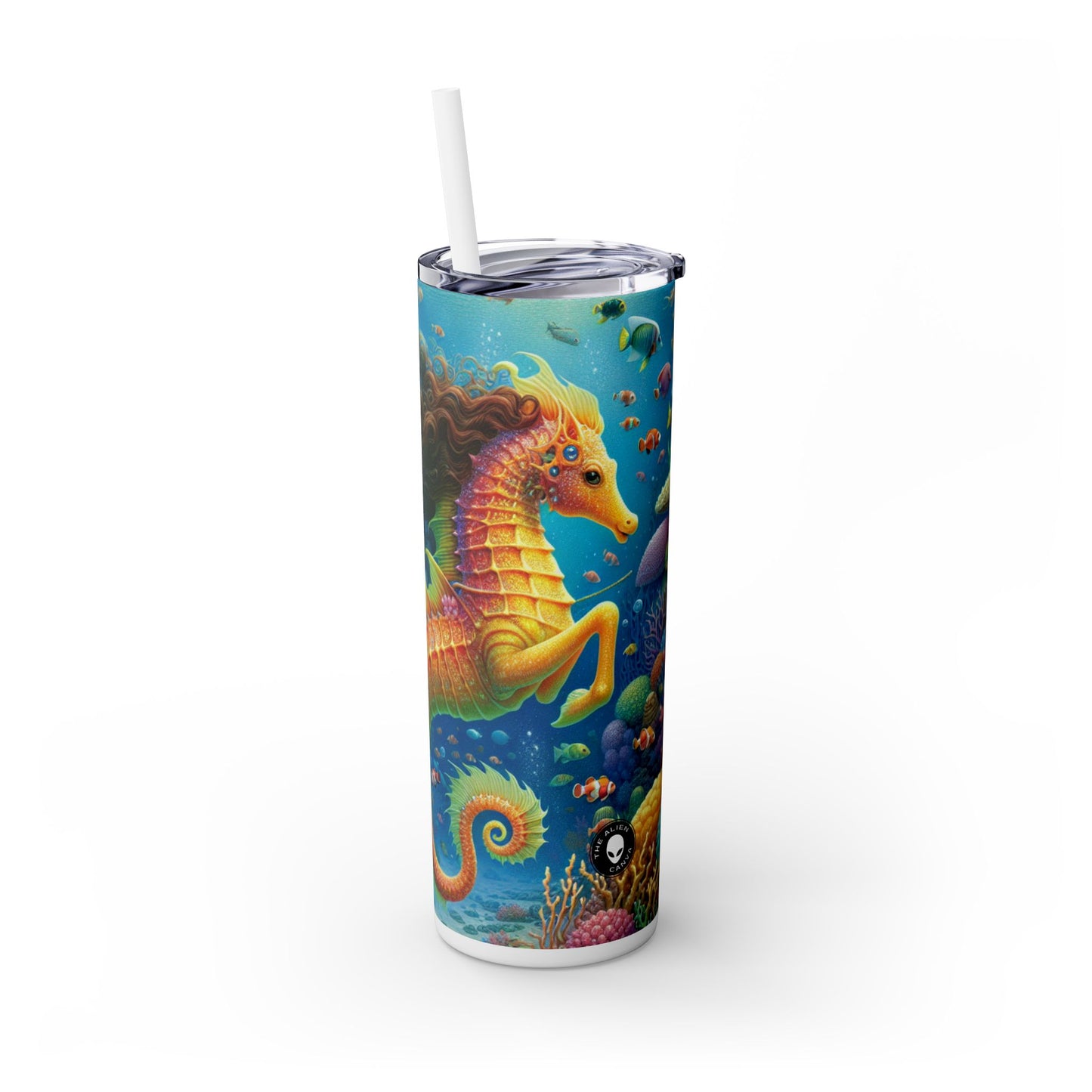 "El mágico paseo de la sirena por los corales": vaso estrecho con pajita de 20 oz de Alien Maars®