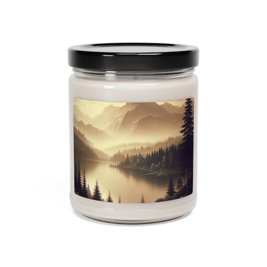 "Dawn at the Lake: A Foggy Mountain Morning" - The Alien Scented Soy Candle 9oz Tonalism Style