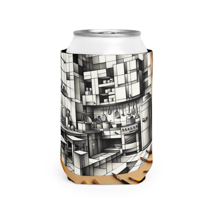 "Cubist Kitchen Collage" - The Alien Can Cooler Sleeve Cubism Style