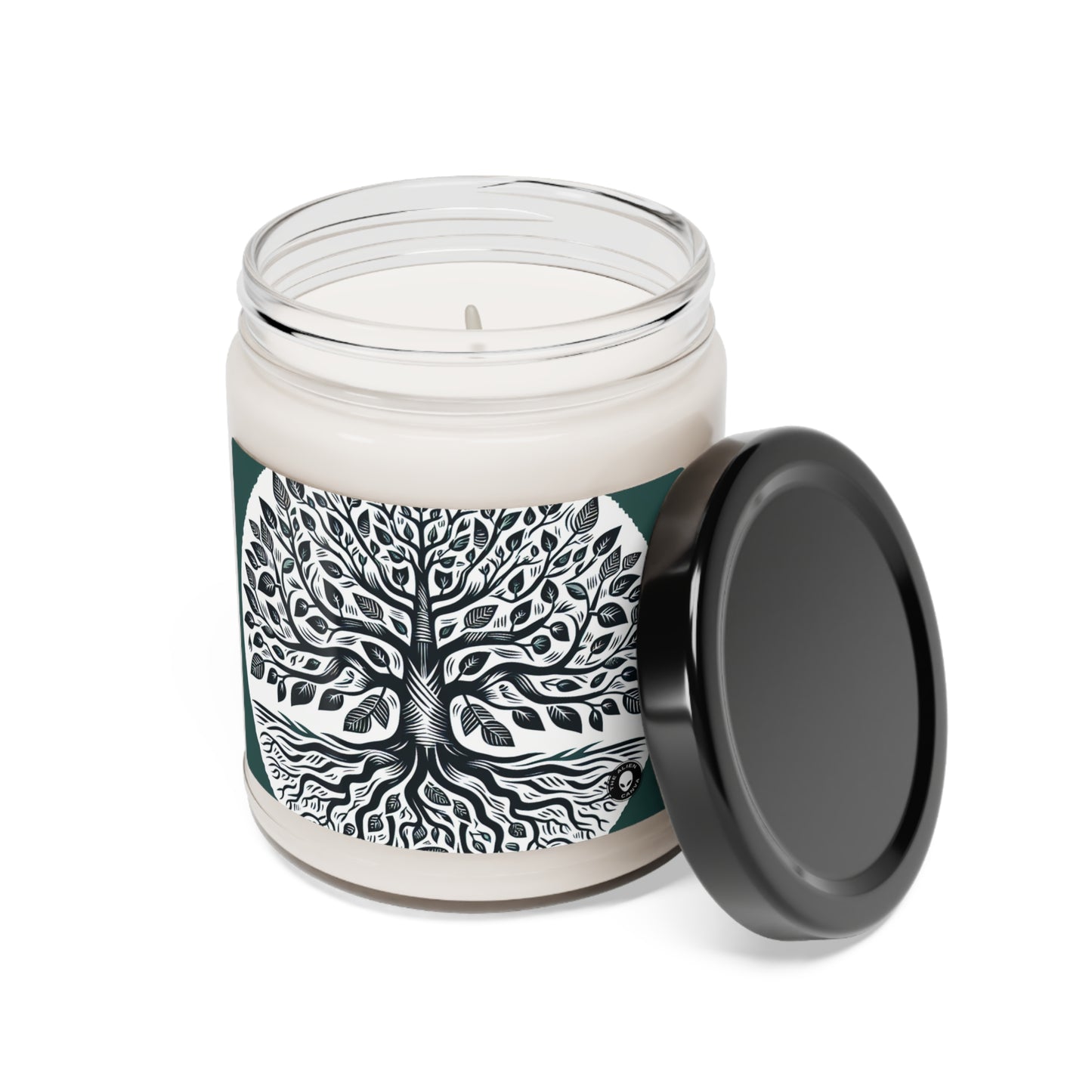 "Modern Woodcut Family Tree" - The Alien Scented Soy Candle 9oz Woodcut Printing