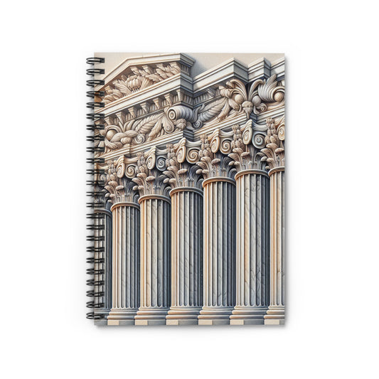 "Columnas de pared 3D: una obra de arte arquitectónica" - Cuaderno de espiral The Alien (línea rayada) Estilo trompe-l'oeil
