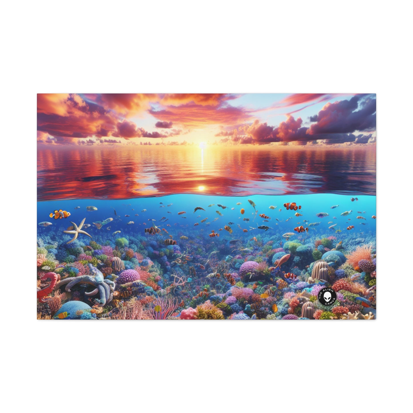 "Sunset Splendor : Récif de corail sous-marin" - The Alien Canva