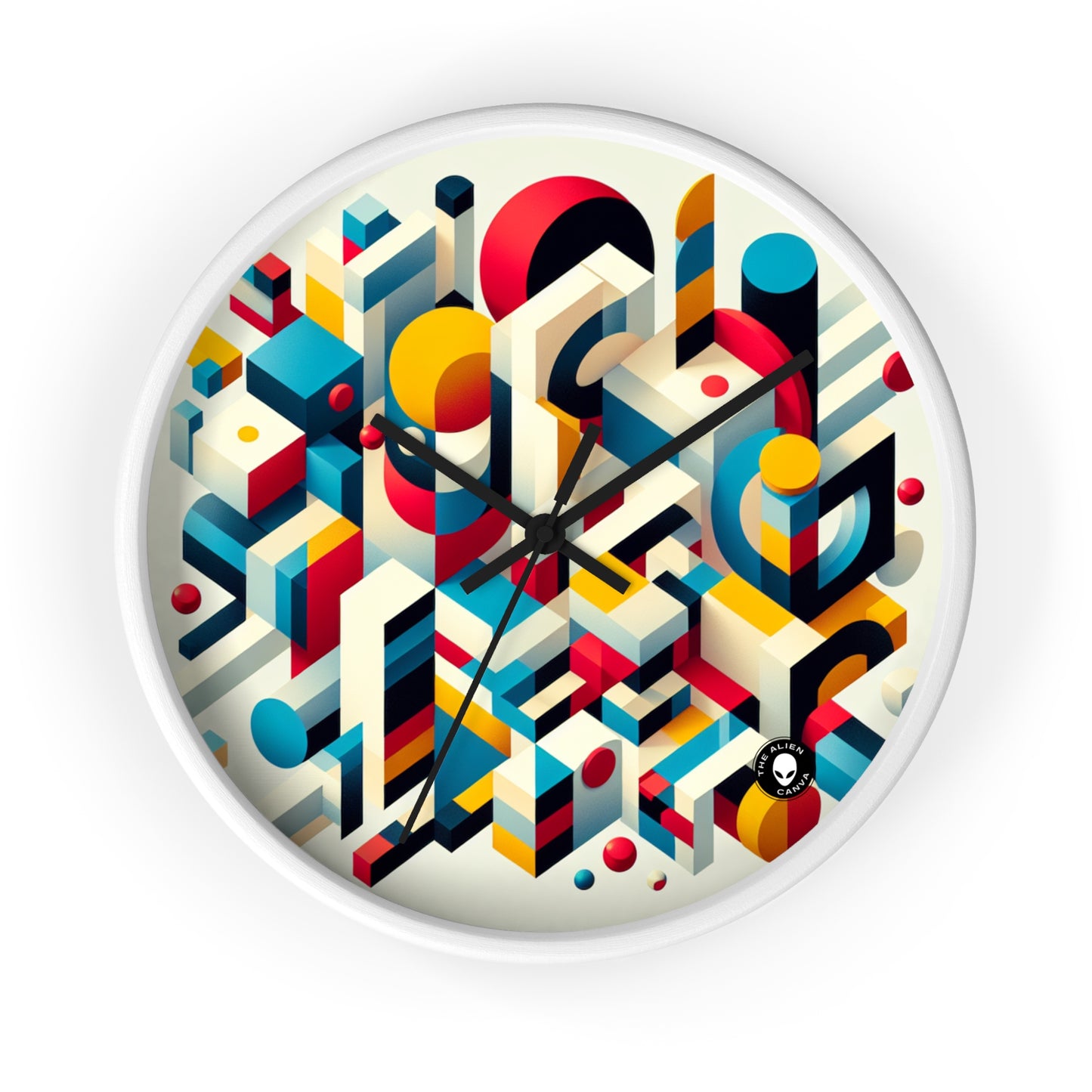 "Harmonious Balance: Geometric Abstract Art" - The Alien Wall Clock Geometric Abstraction