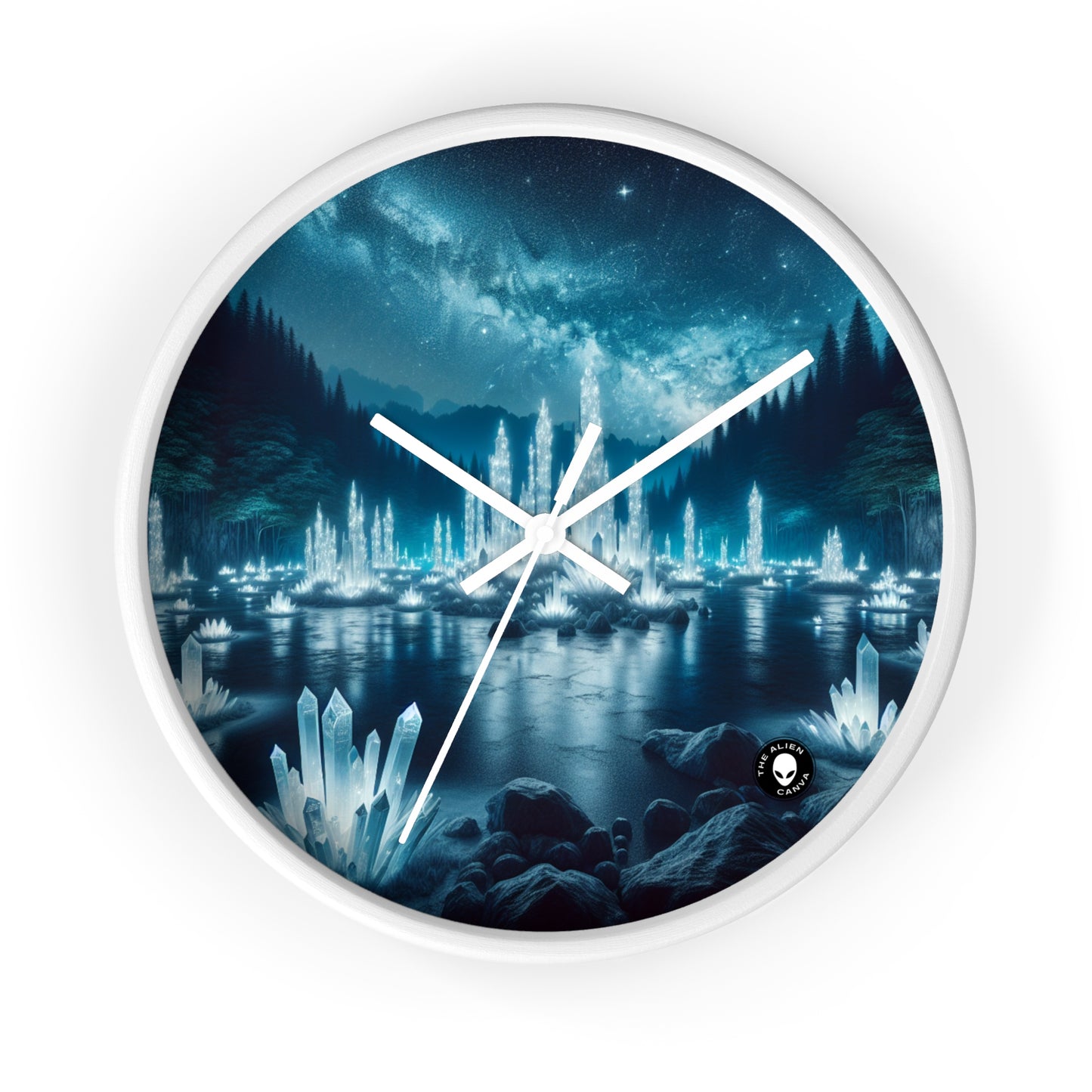 "Crystal Grove: Starlit Reflections" - The Alien Wall Clock