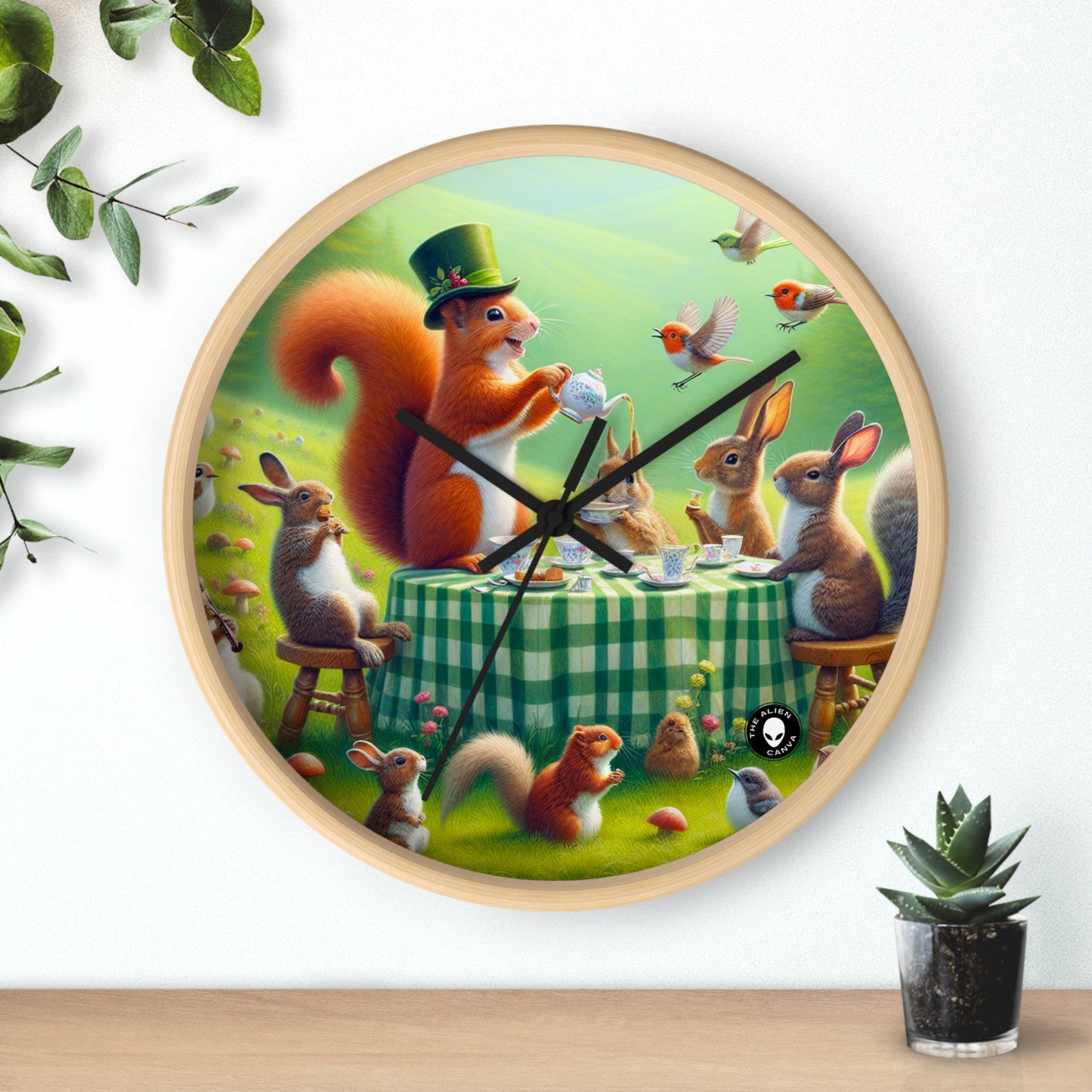 "Enchanted Meadow Tea Party" - L'horloge murale Alien