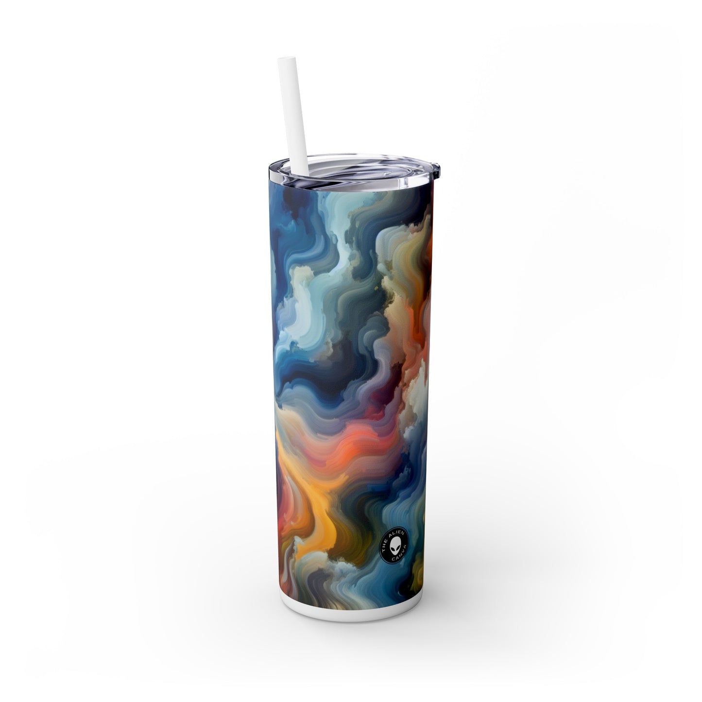 "Sunset Reflections: A Serene Color Field Painting" - The Alien Maars® Skinny Tumbler with Straw 20oz Color Field Painting