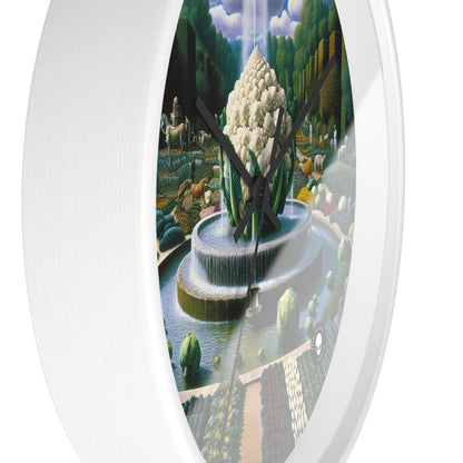 "The Vegetable Fountain: A Cauliflower Conglomerate" - The Alien Wall Clock Surrealism