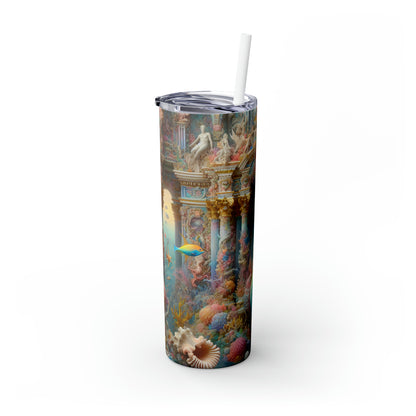 « Splendeur sous-marine : un palais de sirène rococo » - The Alien Maars® Skinny Tumbler avec paille 20oz style rococo