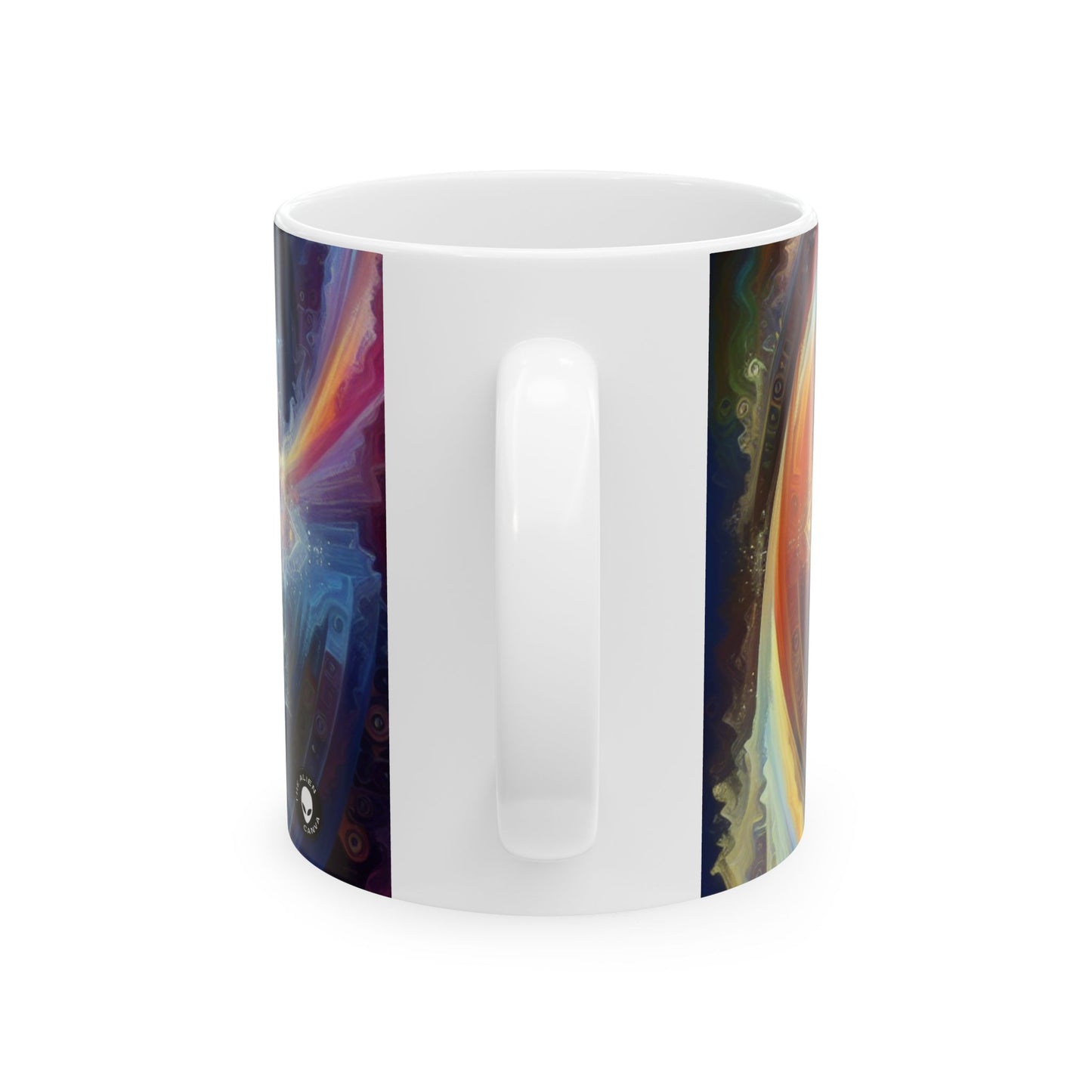 "Mandala dinámico: una pintura geométrica vibrante" - Taza de cerámica The Alien de 11 oz