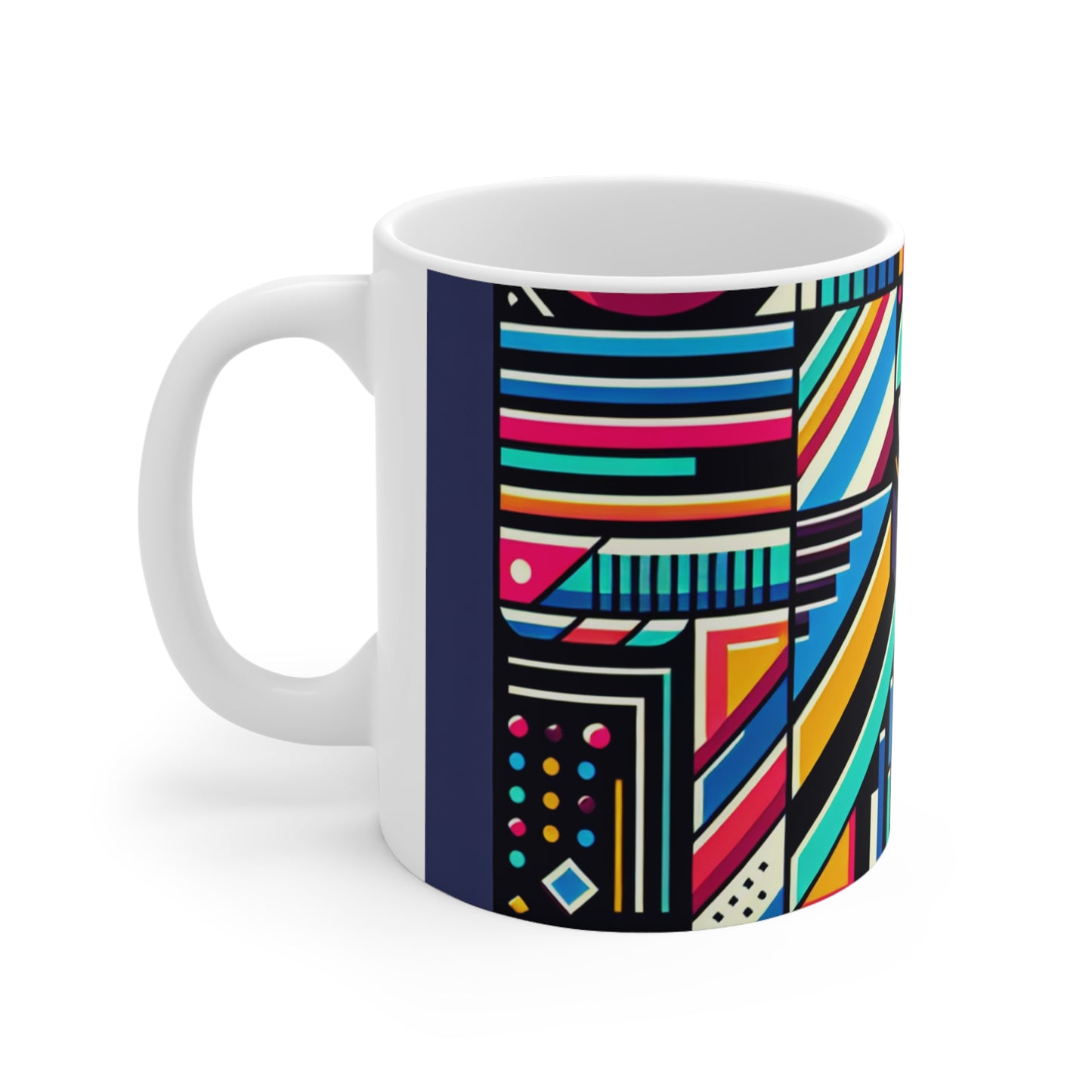 "Neon Géométrique Pop" - The Alien Mug en céramique 11oz Style Art Contemporain