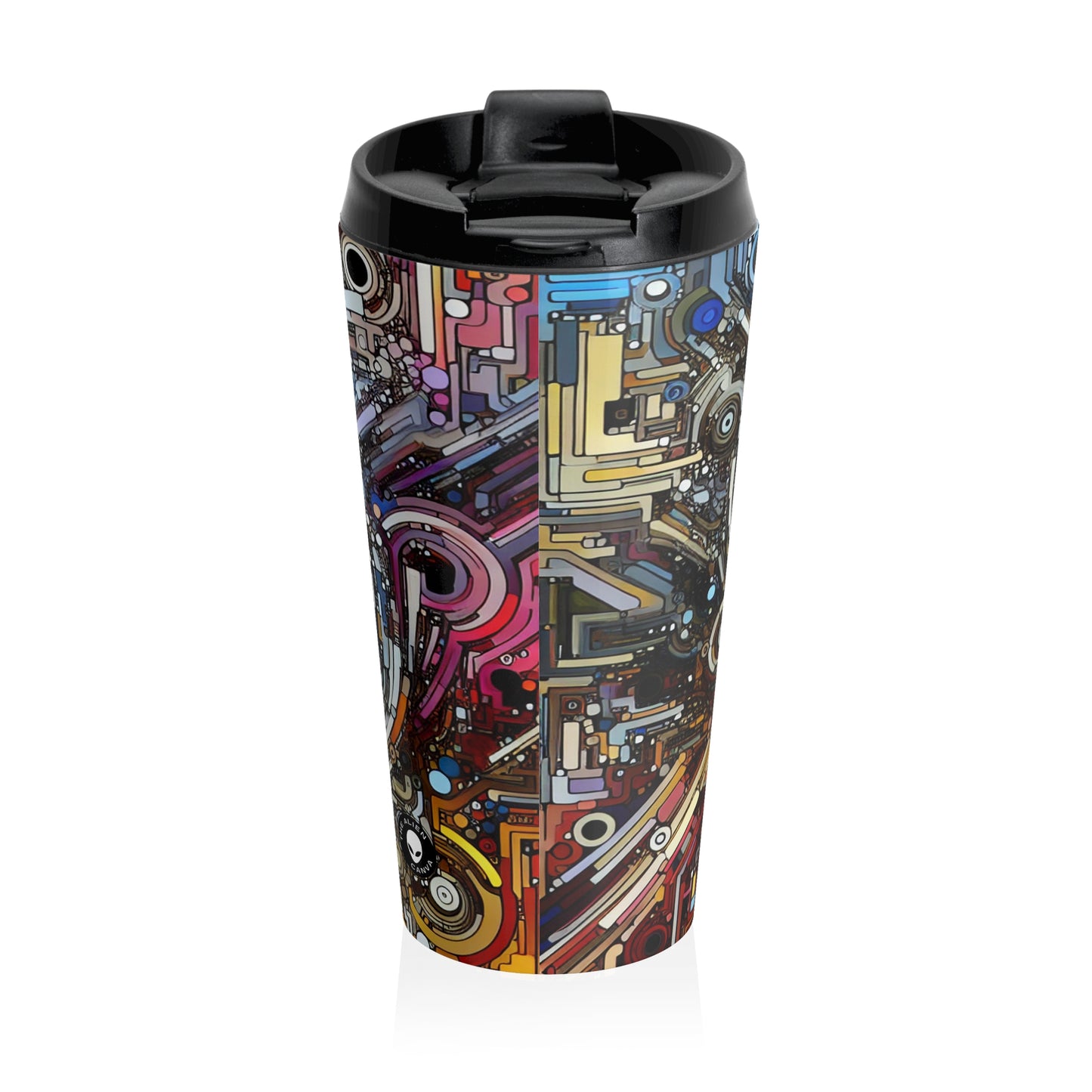 "Deconstructing Power: A Post-structuralist Exploration of Language" - The Alien Stainless Steel Travel Mug Post-structuralist Art