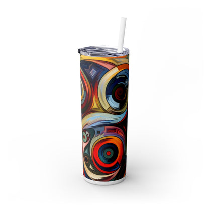 "Stormy Symphony: A Captivating Abstract Expressionist Painting" - The Alien Maars® Skinny Tumbler with Straw 20oz Expressionism