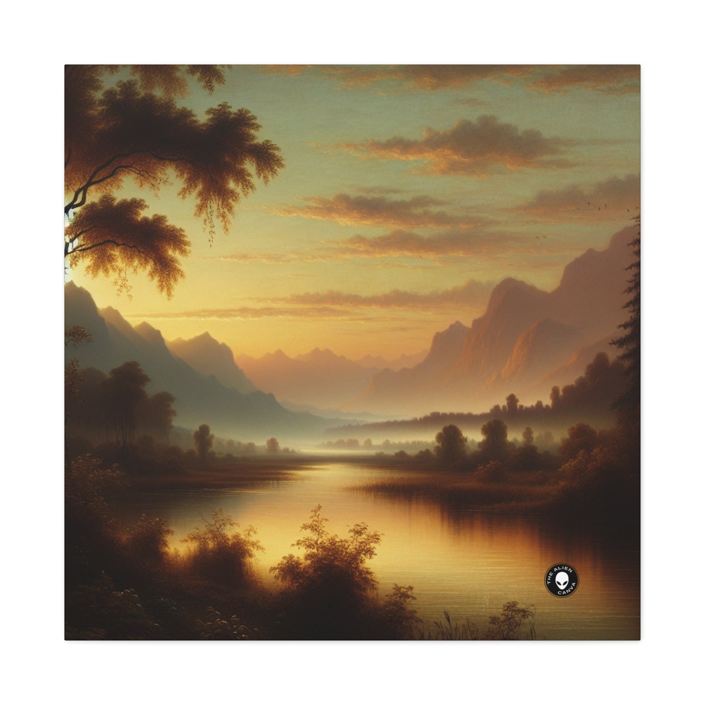 "Matin brumeux : tonalisme serein sur un lac tranquille" - The Alien Canva Tonalism