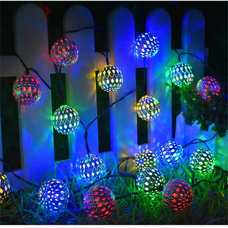 Moroccan Solar Lamp Battery Round Ball Light Garden Decorati