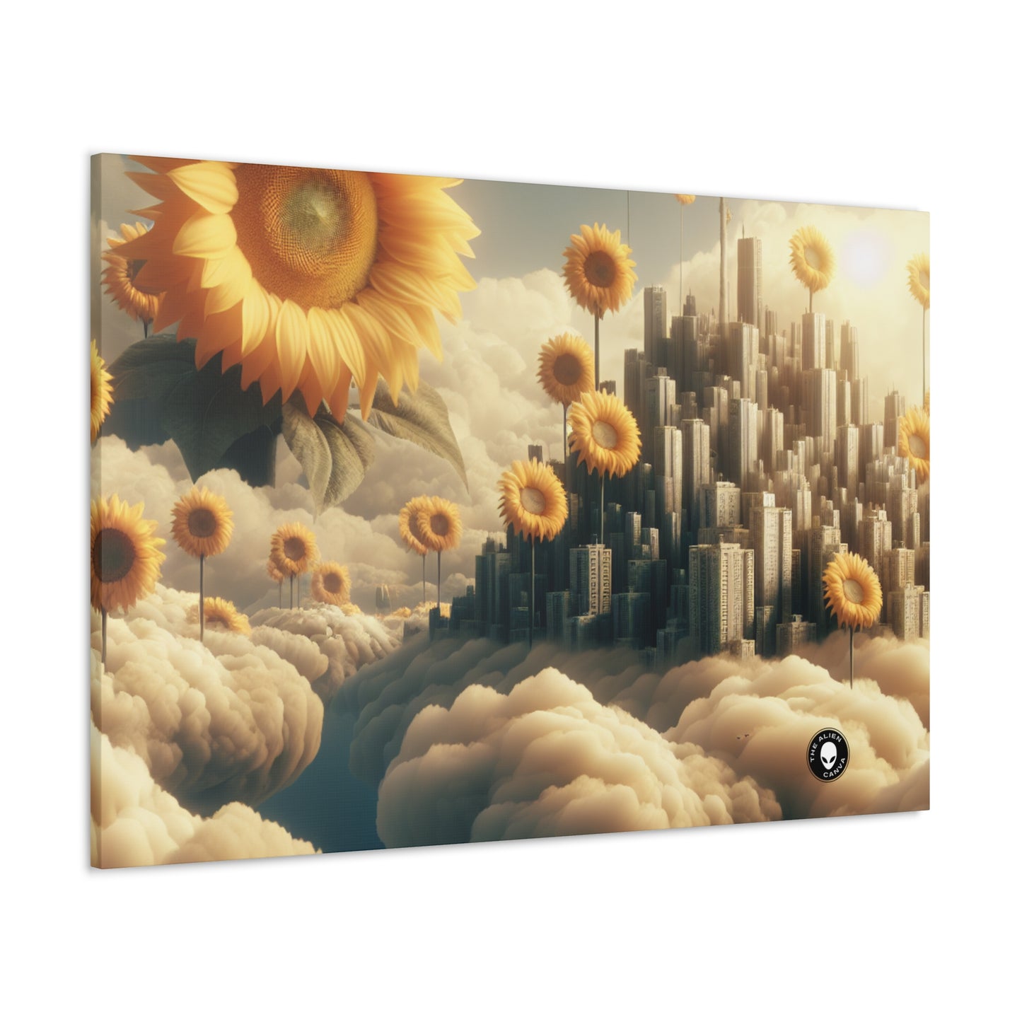 "Ethereal Sky: The City of Clouds and Sunflowers" - The Alien Canva